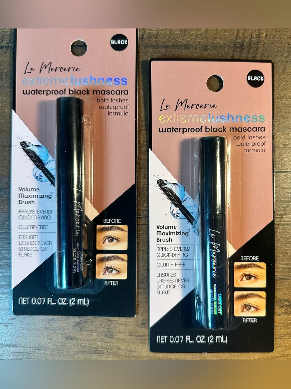 LE MERCERIE EXTREME LUSHNESS BLACK WATERPROOF MASCARA BOLD LASHES 2pc BNIP
